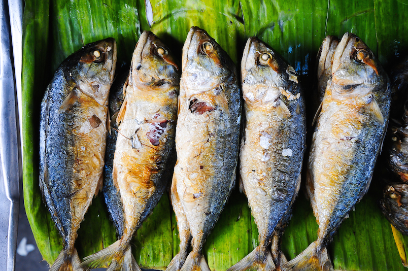 Thai mackerel with sticky rice (Khao Niew Pla Tu)