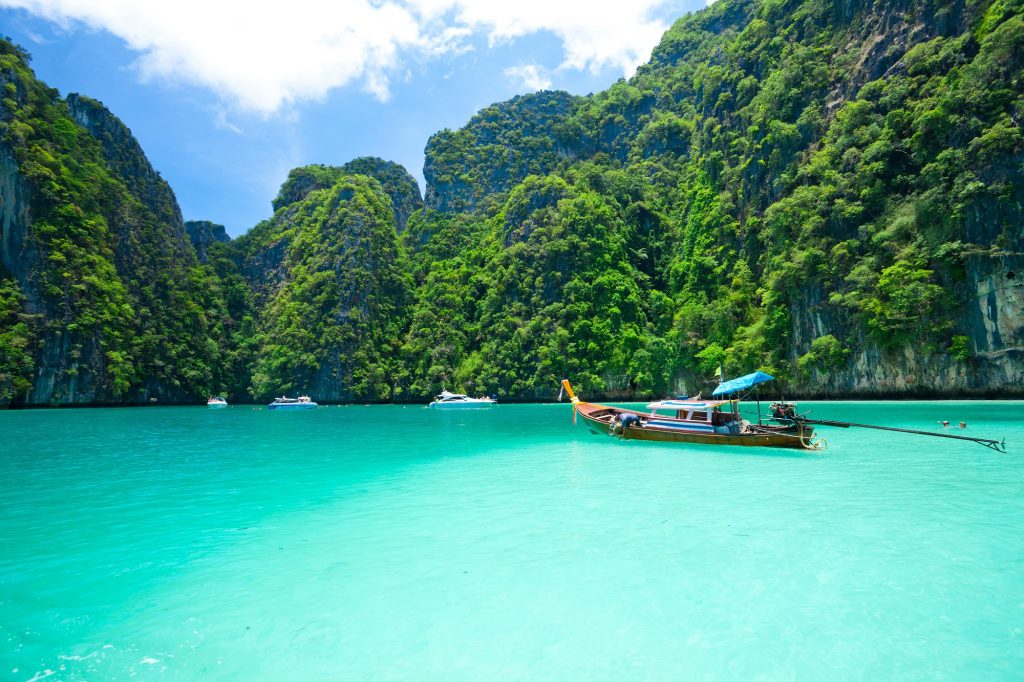 Maya Bay in Koh Phi Phi, one of the Andaman Sea islands in Thailand.