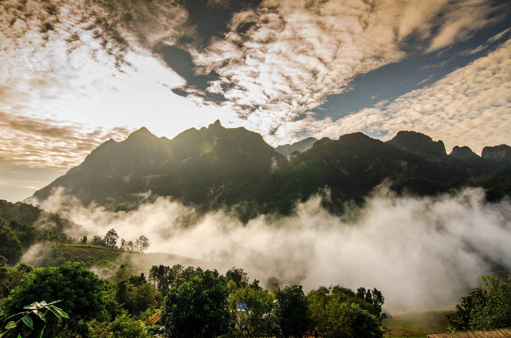 A sea of mist floats over the mountains of Chiang Dao